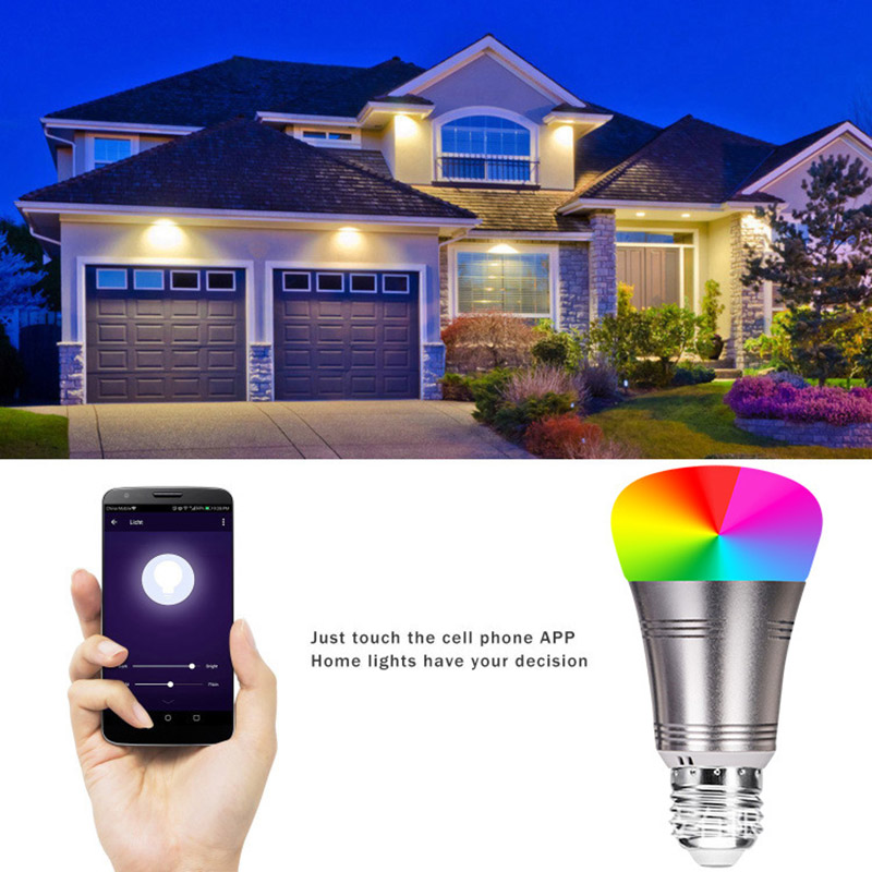 E26 11W RGB WiFi Voice Control Smart LED Light Bulb, Support Alexa & Google Home, AC85-265V, Color Change Light Bulb